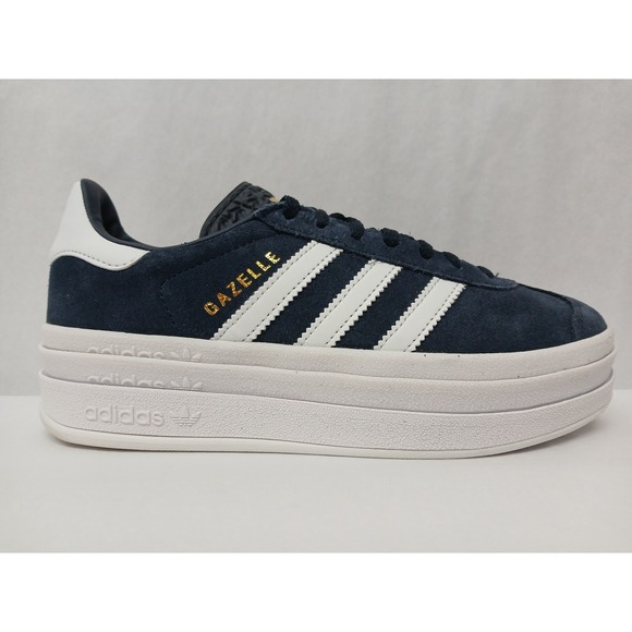 Adidas Kids' Gazelle Bold Casual Shoes JQ7405 Aurora Ink White Gold Sz 5 - Picture 3 of 10